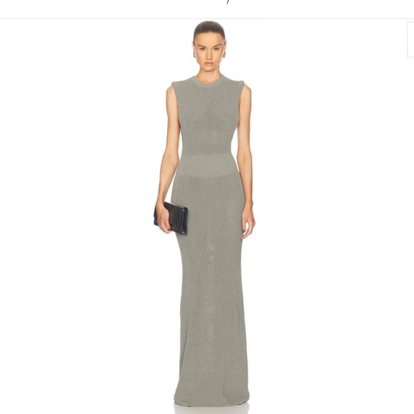 NWT Aya Muse Knit Long Dress with Scarf in Slate Green Size S - Picture 5 of 14